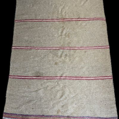 Navajo-Style Transitional Flat-Woven Wool Rug with Banded Design