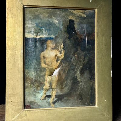 Attr. Eugene Carriere, Standing Nude Study Oil on Canvas