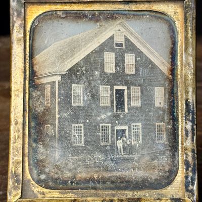 African American  Sixth-Plate Daguerreotype of a Large Shingled Building
