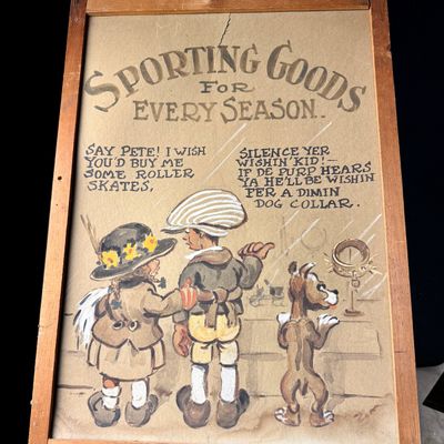 Eugene Zim Zimmerman Original Hand Painted Sporting Goods Advertising Sign