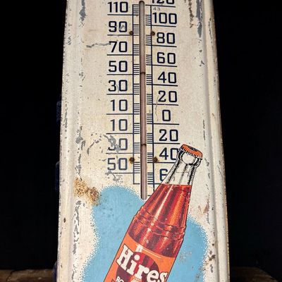 Vintage Hires Root Beer Advertising Tin Thermometer Sign