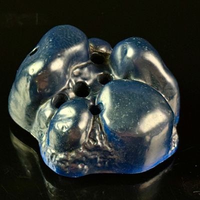 Doulton Iridescent Cobalt Blue Luster Ceramic Flower Frog