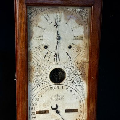 Ithaca No. 14 Granger Walnut Double Dial Calendar Mantel Clock