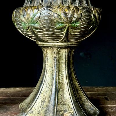 Art Nouveau Style Nickel Plated Cast Bronze Table Lamp Base