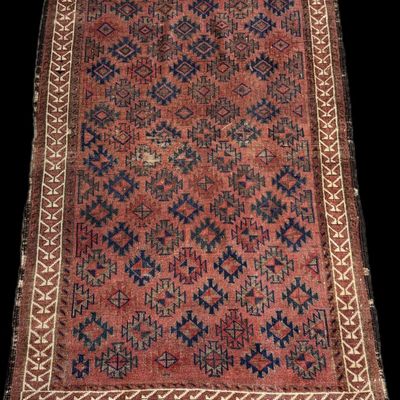 Antique Caucasian Tribal Soumak Flat-Weave Rug