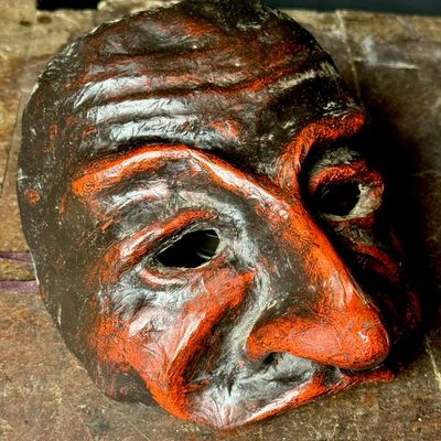 Handcrafted Papier-mache Pantalone Mask in the Commedia dell'arte Style
