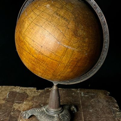 Antique C. F. Weber and Co. 12-Inch Terrestrial Globe on Cast Iron Claw Foot Stand