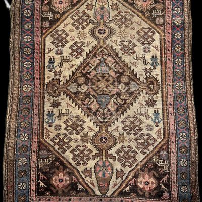 Antique Southwest Persian Tribal Hand-Knotted Wool Rug, Attributed to Qashqai or Khamseh