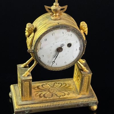 French Neoclassical Gilt Metal Mantel Clock with Charles Le Roy Movement