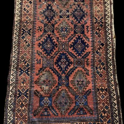 Antique Northwest Persian Kurdish Tribal Hand Knotted Wool Rug
