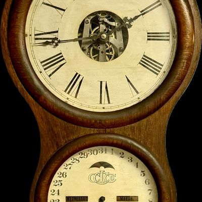 Ithaca No. 4 Office Calendar Wall Clock with Skeletonized Dial