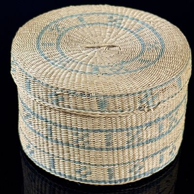 Pacific Northwest Coast Handwoven Lidded Trinket Basket