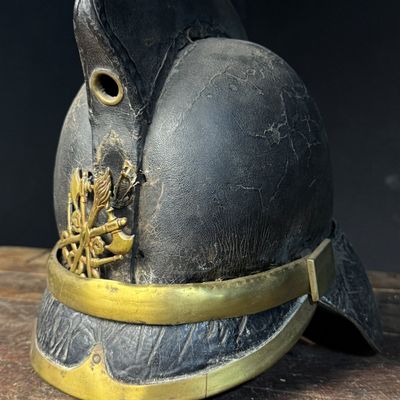 French 19th Century Leather Sapeur-Pompier Medical Officer Helmet