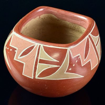 Flora Naranjo Santa Clara Pueblo Miniature Polychrome Redware Pottery Jar