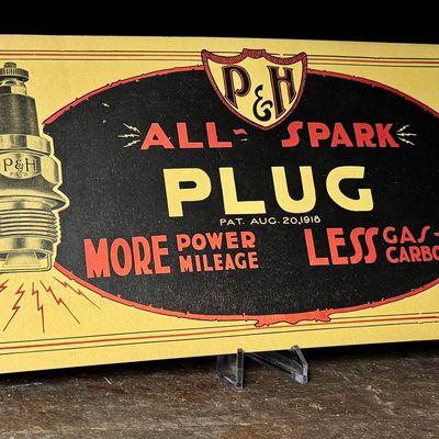 1918 P&H All-Spark Plug Cardstock Advertising Display Card