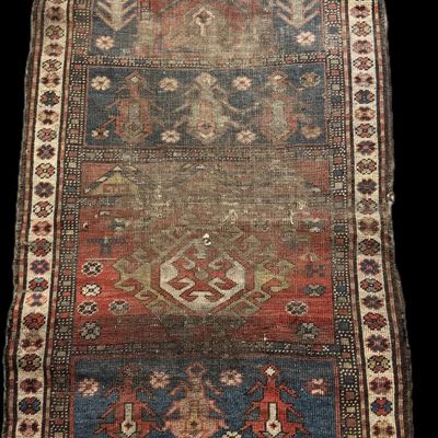 Antique Caucasian or Northwest Persian Tribal Geometric Wool Rug
