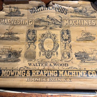 Walter A. Wood Mowing and Reaping Machine Co. Antique Linen Backed Advertising Banner