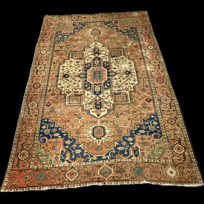 Large King Sized Hand-Knotted Persian Heriz Serapi Carpet