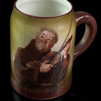 Morris and Willmore Co. Monk Playing Violin Glazed Ceramic Mug