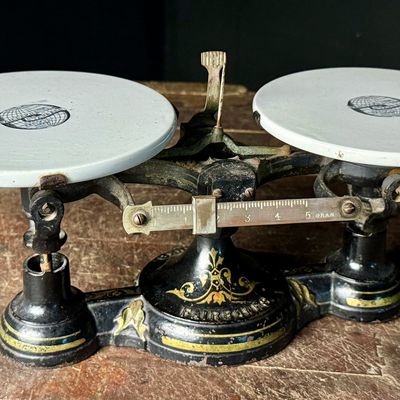 Antique Fairbanks Standard Double Pan Balance Scale with Porcelain Pans