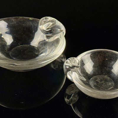 A Pair of Steuben Snail Scroll Hand-Formed Crystal Bowls