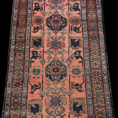 Antique Persian Hamadan Hand-Knotted Wool Area Rug