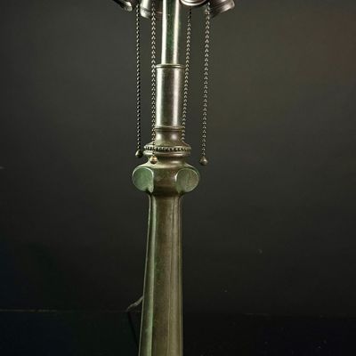 Arts and Crafts Cast Bronze Four-Light Table Lamp Base with Foliate Feet