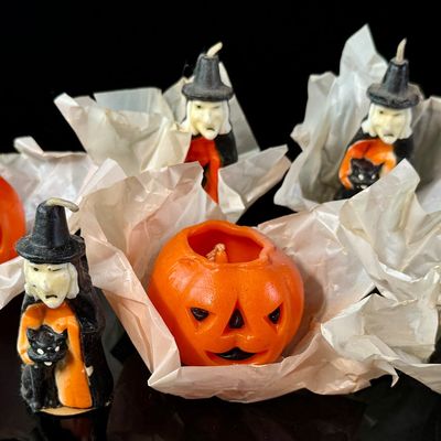 A Set of Six Vintage Gurley Novelty Halloween Figural Wax Candles