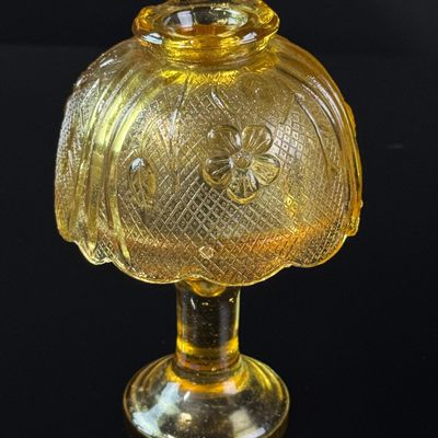 Indiana Glass Tiara Amber Floral Fairy Lamp