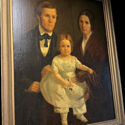 American School, 19th Century, Large Folk Art Family Portrait