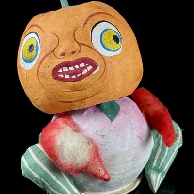 Antique German 1900s Halloween Pumpkin and Radish Vegetable Man Figure