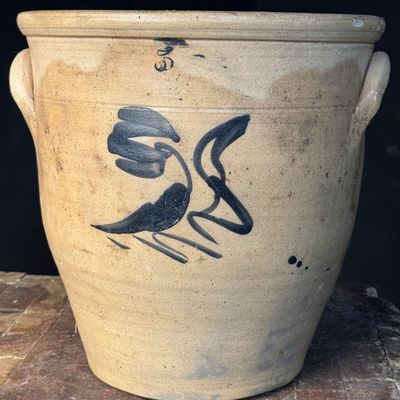 Red Wing 5 Gallon Salt Glaze Stoneware Crock with Cobalt Elephant Ear Decoration