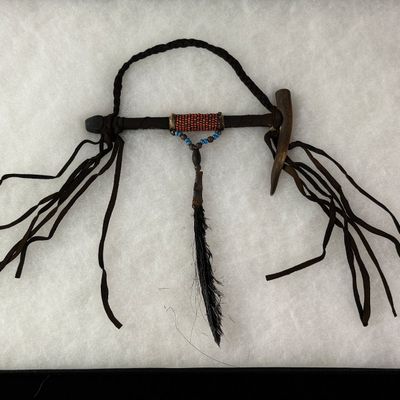 Indian Beaded Leather and Antler Medicine Pipe