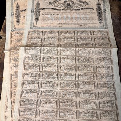 A Collection of Confederate States of America 1864 One Thousand Dollar Loan Bonds