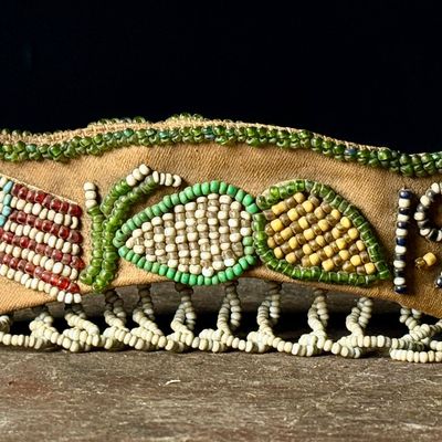 1919 Antique Iroquois Beaded Fast Boat Souvenir Whimsy Bag