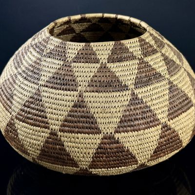 Large Native American Coiled Globular Storage Basket