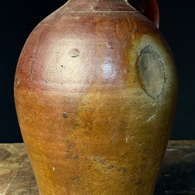 19th Century Ovoid Red Ware Salt-Glazed Stoneware Jug