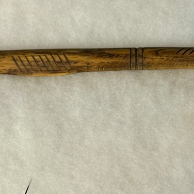 Spiked Tomahawk with Carved Wooden Haft and Bone Butt Cap