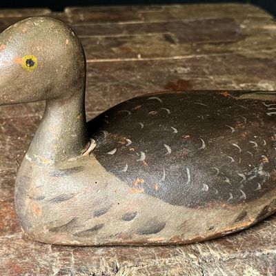 Hand-Carved and Painted Wooden Hen Pintail Duck Decoy