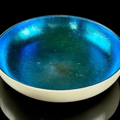Steuben Blue Aurene and Calcite Art Glass Bowl