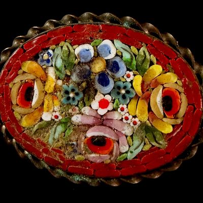 Sale Photo Thumbnail #158: Italian Micro Mosaic Floral Brooch