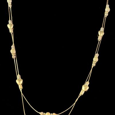 Sale Photo Thumbnail #110: Vintage Two Strand Beaded Heart Motif Costume Necklace