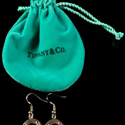 Sale Photo Thumbnail #11: A Pair of Tiffany and Co. Sterling Silver 1837 Circle Drop Earrings