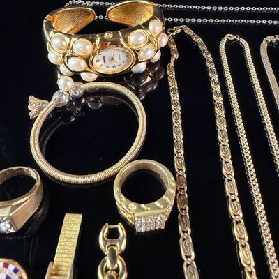 Sale Photo Thumbnail #120: An Assortment of Estate Costume Jewelry and Wristwatches Including Gruen and Capezio