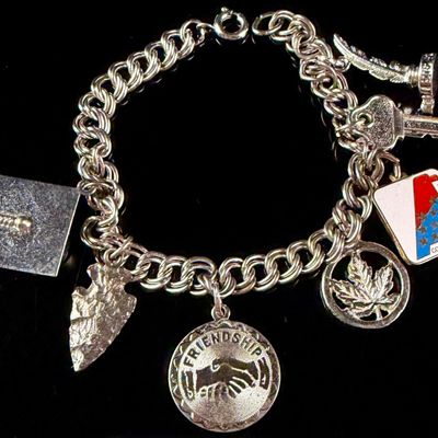 Sale Photo Thumbnail #55: Sterling Silver Charm Bracelet with Danecraft and Wells Charms