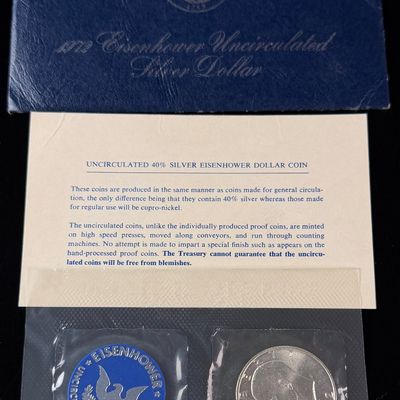 Sale Photo Thumbnail #151: US 1972-S Eisenhower 40% Silver Uncirculated Dollar in Original Government Packaging