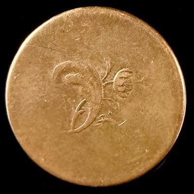 Sale Photo Thumbnail #64: Early 19th-Century Copper-Alloy Flat Clothing Button with Floral Motif