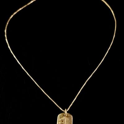 Sale Photo Thumbnail #195: Sterling Silver Artisan Pendant and Italian Box Link Necklace