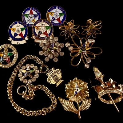 Sale Photo Thumbnail #168: A Collection of Vintage Order of the Eastern Star Jewelry and a 1953 NYSSMA Pin