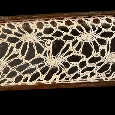 Sale Photo Thumbnail #44: Sterling Silver Rectangular Lace-Under-Glass Brooch